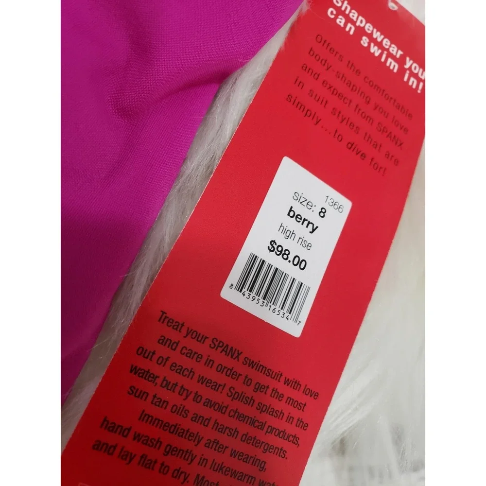 Spanx Core High Rise Shaping Swim Bottom Size 8 Berry NWT Tummy Control Slimming
